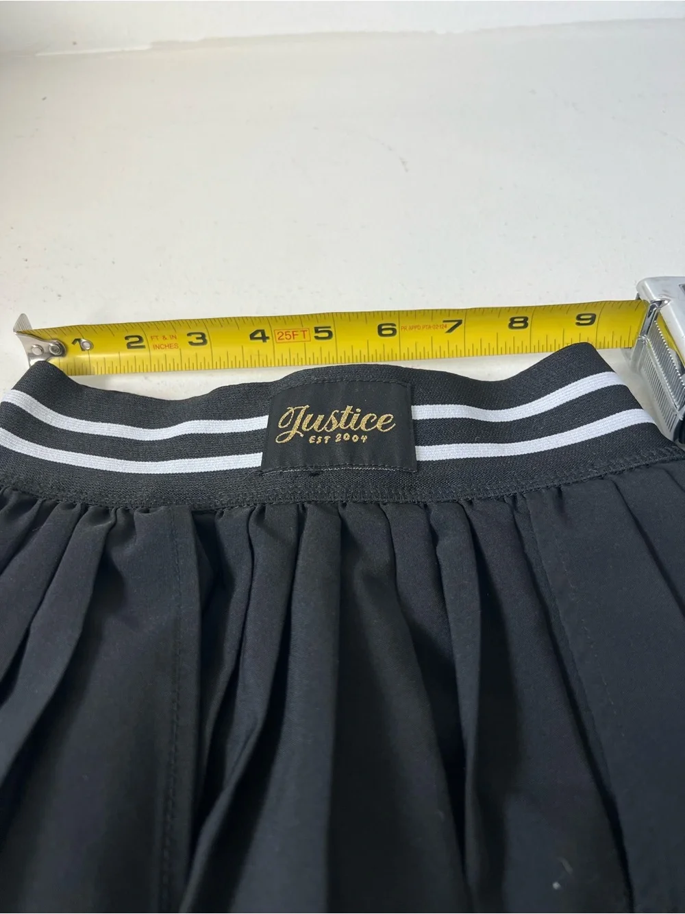 Justice Black Pleated Tennis Skort Striped Waistband Preppy Schoolgirl XS 5/6